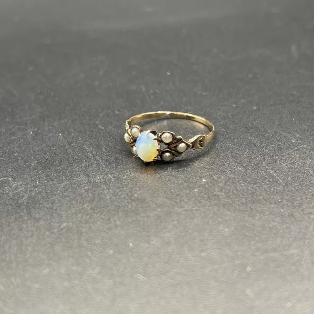 Ring Victorian Antique Seed Pearls & Opal Rose Gold 10k 080623aHHZIE