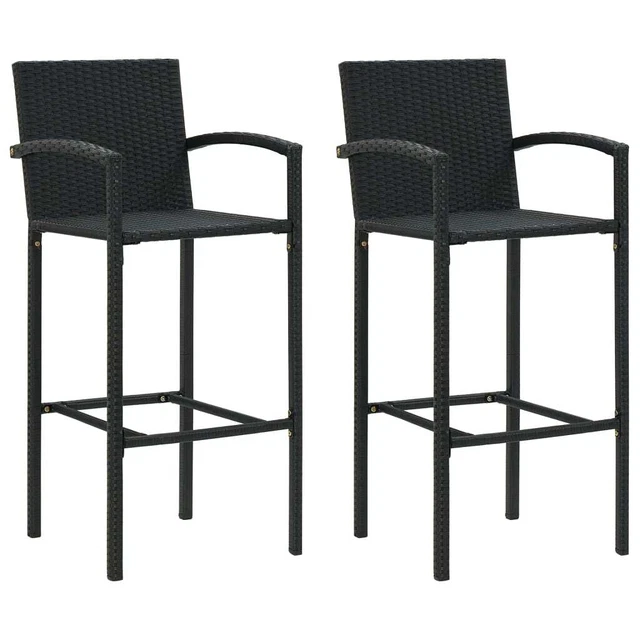 Bar Stools 2 pcs Black Poly Rattan vidaXL