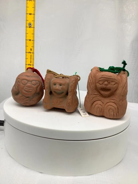 Japanese Clay Bell Ceramic Dorei Asian Antiques Shrine Temple Bar