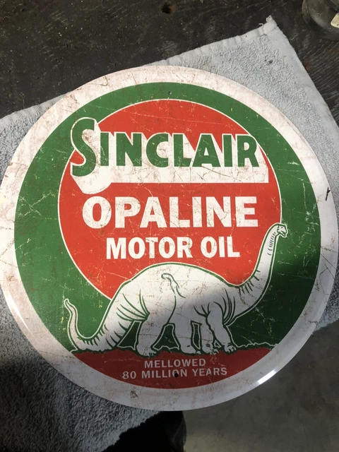 Vintage Design Sign Metal Gas and Oil Sign - Sinclair Opaline Motor Oil 11.5"