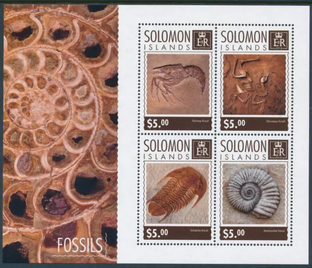 2014 Solomon Islands Fossils Mini Sheet (4 Stamp) Fine Mint Mnh