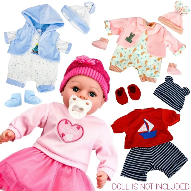 Baby Doll Clothes Set of Two 18” Outfits BiBi Doll Boy and Girl Dresses Rompers