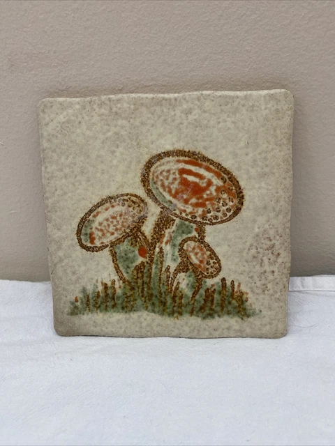 Vintage SEMIGRES Mushroom Tile Trivet Cottage
