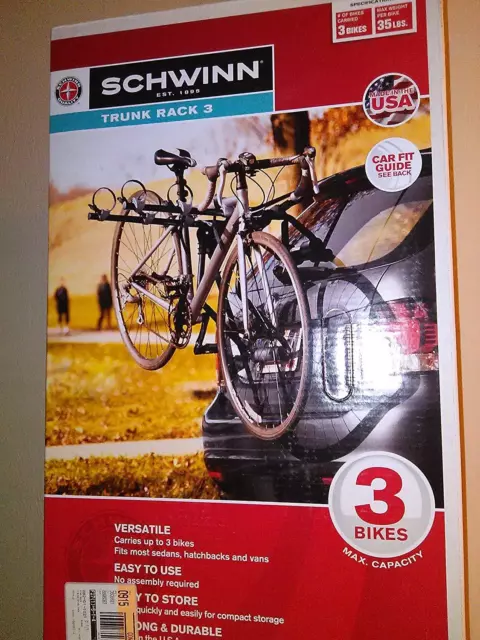 SCHWINN 3 BIKE TRUNK Mount Rack Brand New In Box 109.99 PicClick