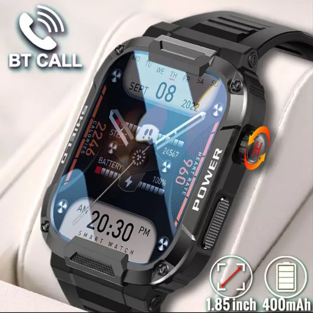 2024 New Military Smart Watch Rugged Heart Rate  Men Sport Fitness Tracker Watch