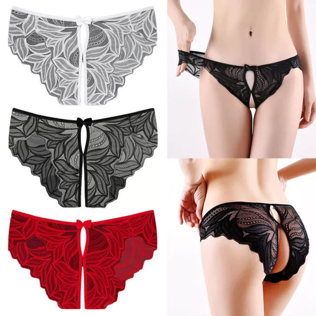 Slip Sexy en dentelle pour femmes, culotte sans crochet, entrejambe ouvert,...