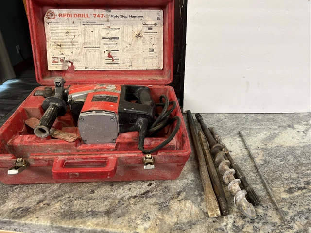 RedHead 747 Rotory Hammer Redi Drill Unit W/ Case & Accessories ITT Phillips Div