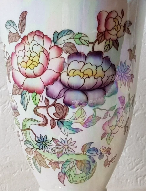 Art Deco Crown Devon Fieldings White Lustreware Floral Vase