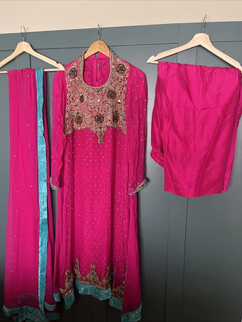 ABITO ROSA PAKISTANO TAGLIA GRANDE ABITO EID FESTA DI NOZZE *danneggiato