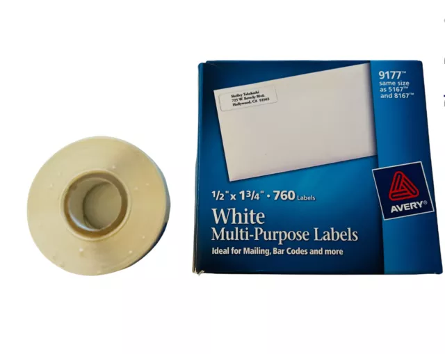 Avery Easy Peel Return Address Labels 1/2" x 1-3/4", 9177 One Roll 380 Labels