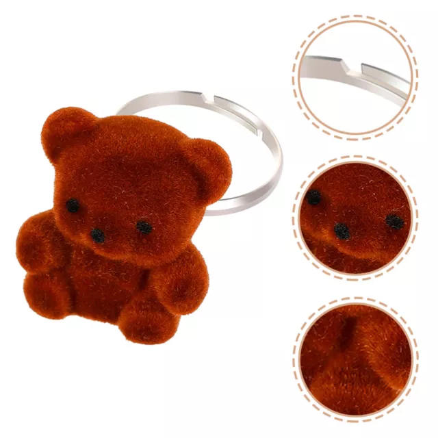 Plush Bear Ring Girls Rings Aesthetic Jewelry for Teen to Open