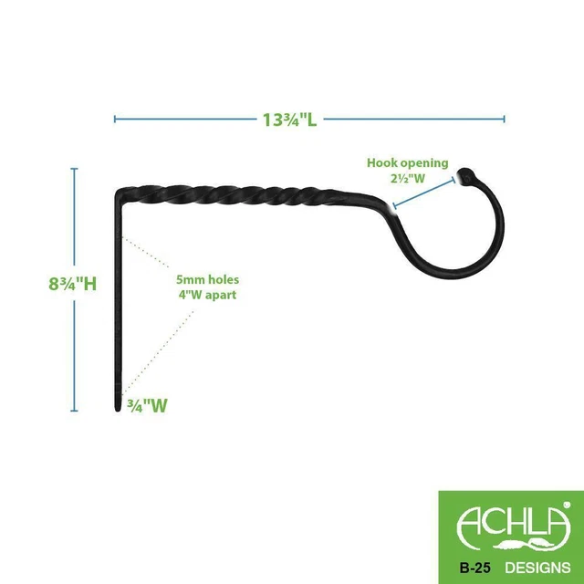Wrought Iron Twisted Jumbo Bracket, Small, 14 In. W Black Powder Coat Finish 2