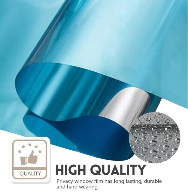 Blue One Way Mirror Film Window Glass Sticker UV Solar Insulate Privacy 60x200cm