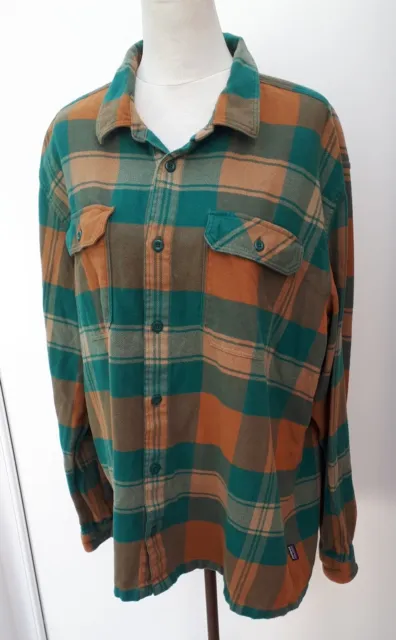 PATAGONIA MENS SIZE XL Tan Brown Green Plaid Check Flannel Shirt Extra ...