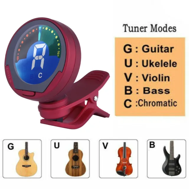 Eno Professional Clip on Digital Tuner f/ Guitar/Bass/Ukulele/Violin/Chromatic