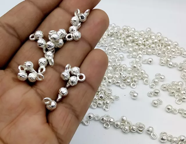 Christmas Jewelry Handmade Lot Of 100 Pcs Bulk 5-6 Mm Fine Silver Bells