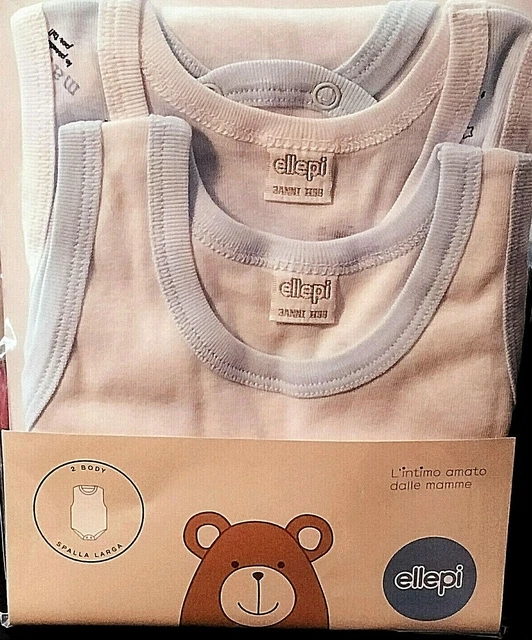 2 body neonato ELLEPI 3 anni cotone spalla larga disegno bianco cielo AF5214