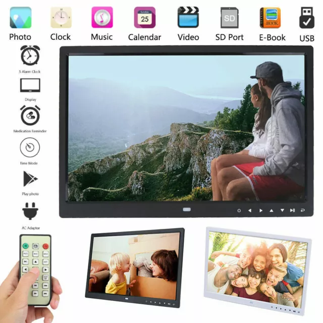 15 inch HD LED Digital Photo Frame Remote Control Clock Picture Movie MP4 Player
