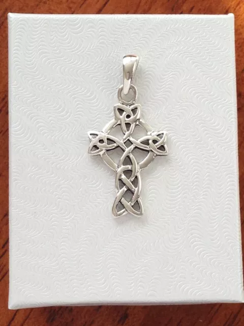 Solid Celtic Knot Cross Pendant 925 Sterling Silver 21mm(0.83")/30mm(1.18")