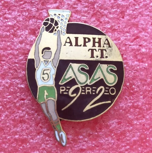T21 Pins SPORT BASKET BALL Alpha T.T. AS AS 92 vintage lapel pin