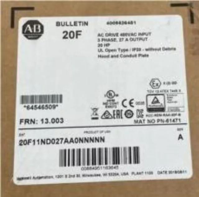 Allen Bradley 20F11ND027AA0NNNNN PowerFlex 753 AC Drive 20F11ND027AA0NNNNN