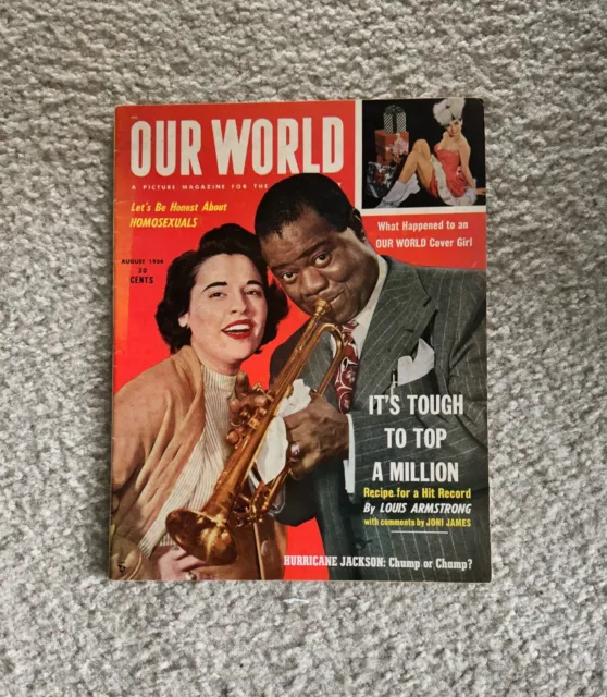 August 1954 OUR WORLD Magazine: Louis Armstrong / Negro Boxing / Baseball
