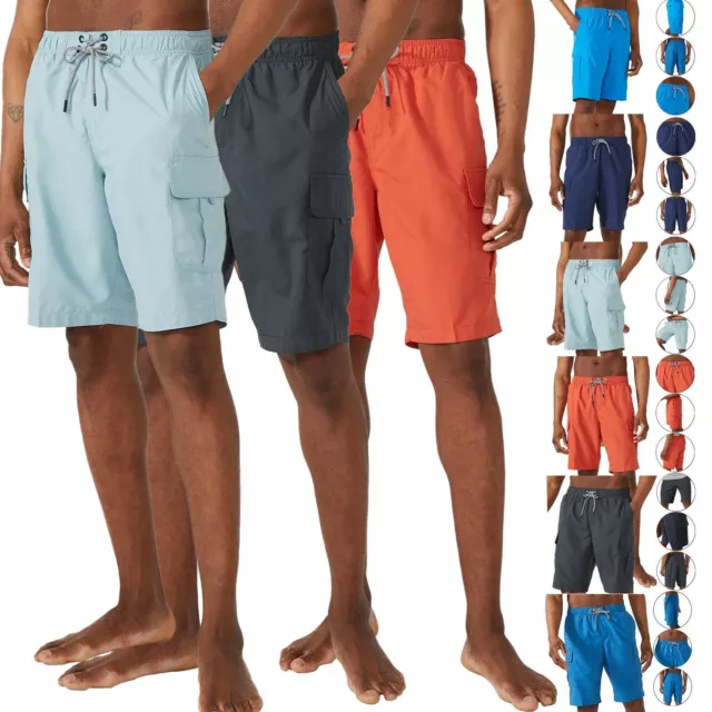 Mantaray Mens Swim Shorts Quick Dry Mesh Lined Cargo Pocket Beach Trunks Pants