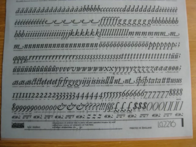 .1 x Hoja Letraset Superior/Inferior/Número GARAMOND ITÁLICO 8,3 mm 36pt LG2216 (bb) 3
