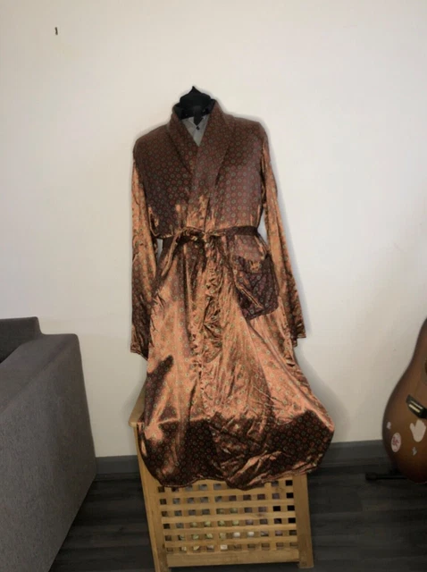 Giacca da fumo vintage floreale di seta feltro foderata in feltro satinato taglia m/l