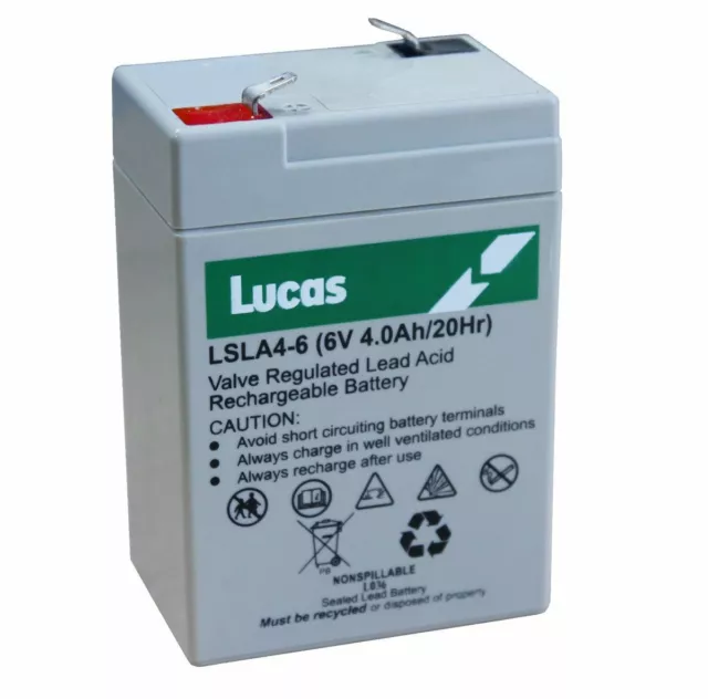 LUCAS LSLA4-6  6V 4AH (4.5AH) Rechargeable Battery