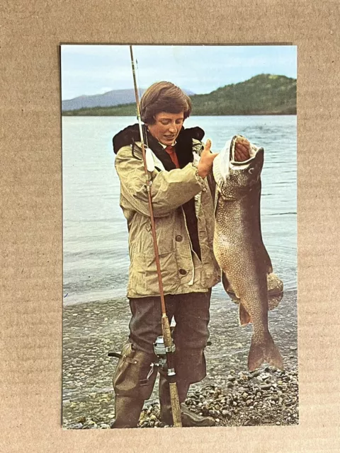 Postcard Alaska Fishing Trout 36 Pound Vintage AK Angler PC