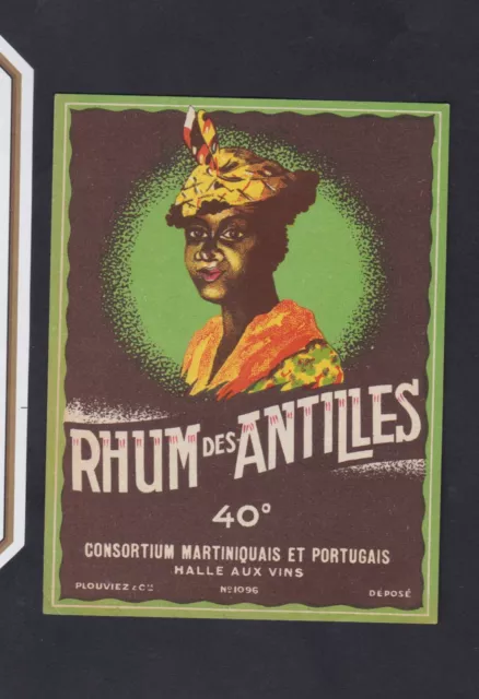 Ancienne étiquette  Alcool Italie BN119766 Rhum des Antilles Femme