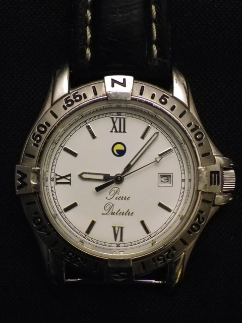 Montre Vintage Femme André Piasso Années 80 - Cadran Chiffres Romains, Lunette Tournante - Parfaite