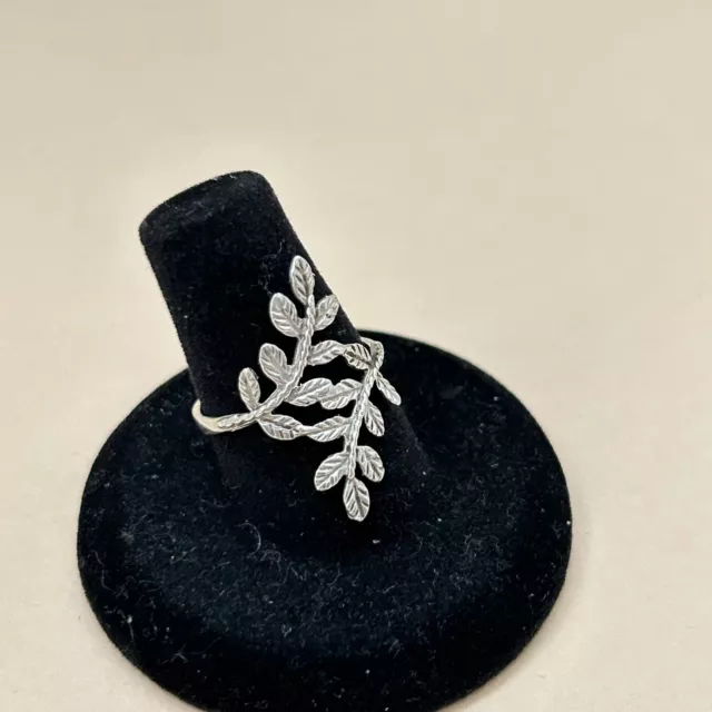 Mexican 925 Silver Taxco Wrapped Plant Leaf Crossing Leaves Ring Size to Choose