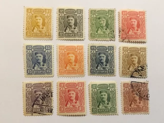 old stamps  MONTENEGRO   x  12,  1907