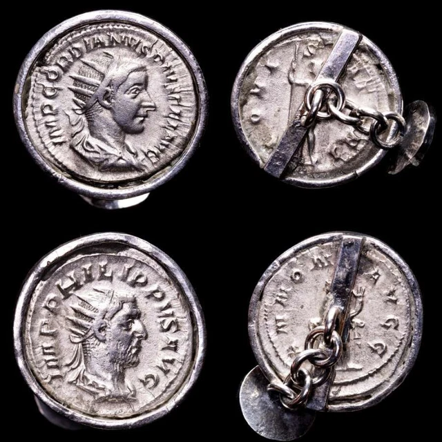 *Lucernae* Gordiano III y Filipo I pareja de antoninianos de plata Gemelos (48)