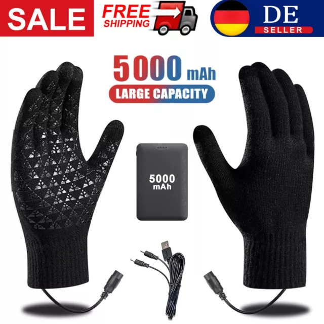 Winter Handwärmer Warm Beheizbare Handschuhe USB Akku Sport Thermo Handschuhe DE