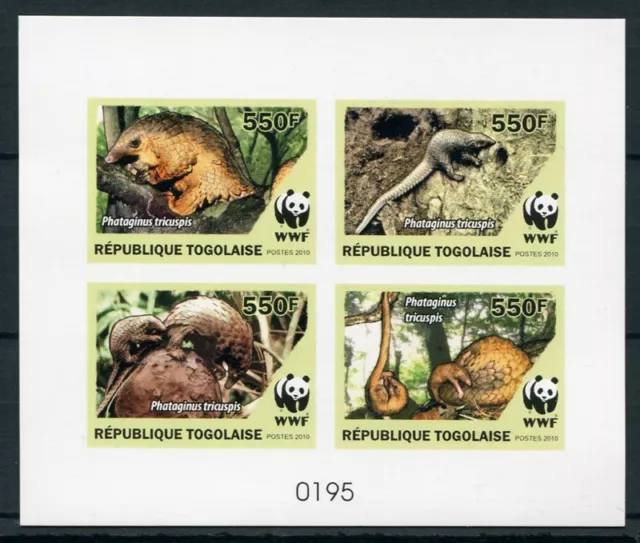 Togo 2010 WWF Dandruff Cardboard Paper Numbered Block MNH 2