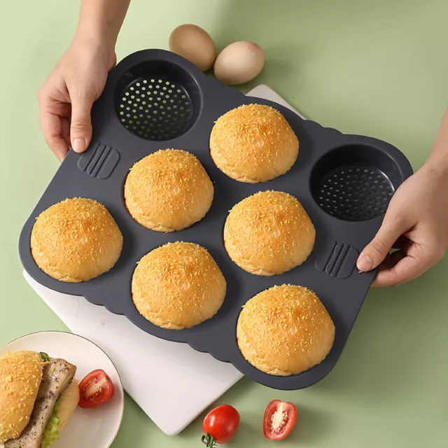 4/6/8 Holes Silicone Hamburger Bun Pan, Kitchen Non Stick Baking Pan Cake Mold