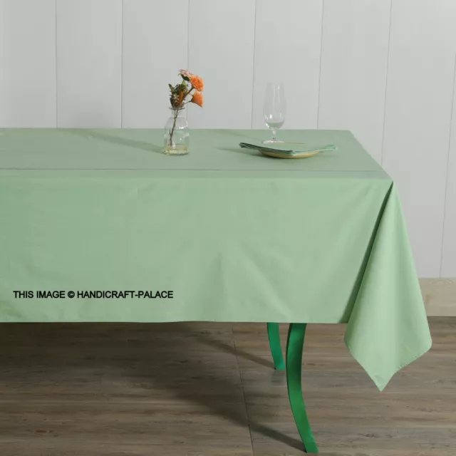 Indian Cotton Plain Fabric Tablecloths Sage Green Rectangular Dining Table Cover