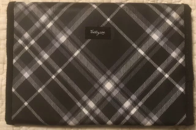 Thirty One ~ Fold n Go Organizer Planner ~ Black & White Plaid 9x6