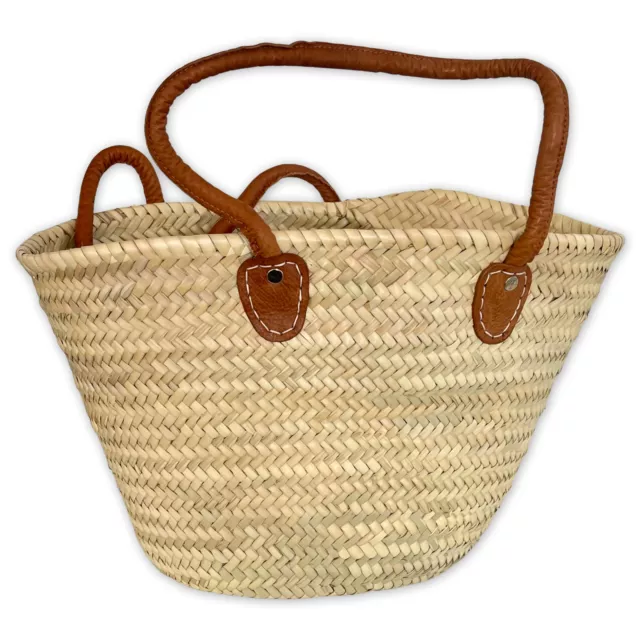 KORBTASCHE AUS PALMBLATT Mit LANGE LEDERGRIFFEN STRANDTASCHE BASIC-2 Handarbeit