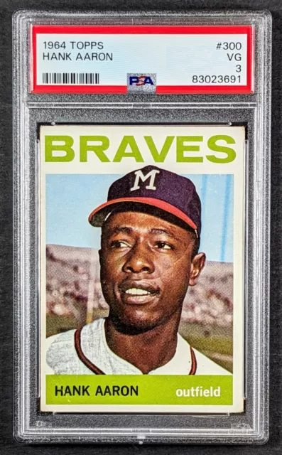 1964 Topps Baseball #300 Hank Aaron Milwaukee Braves PSA VG 3