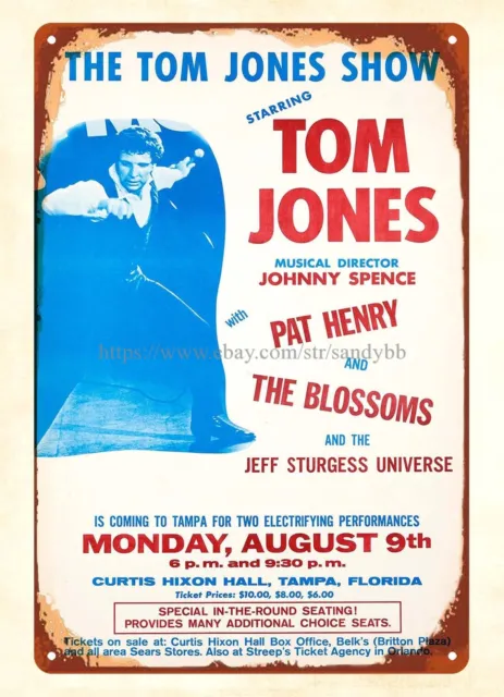 1971 Tom Jones Curtis Hixon Hall Concert Poster metal tin sign bar decor store