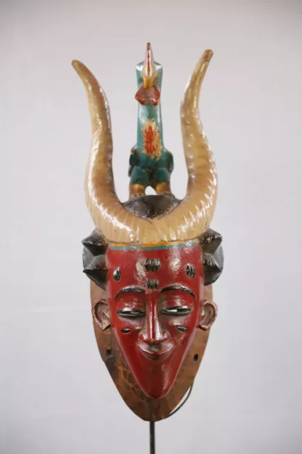 Art Premier Ancien Tribal Africain, Masque Gouro Gu, Gou, Rci - D115C