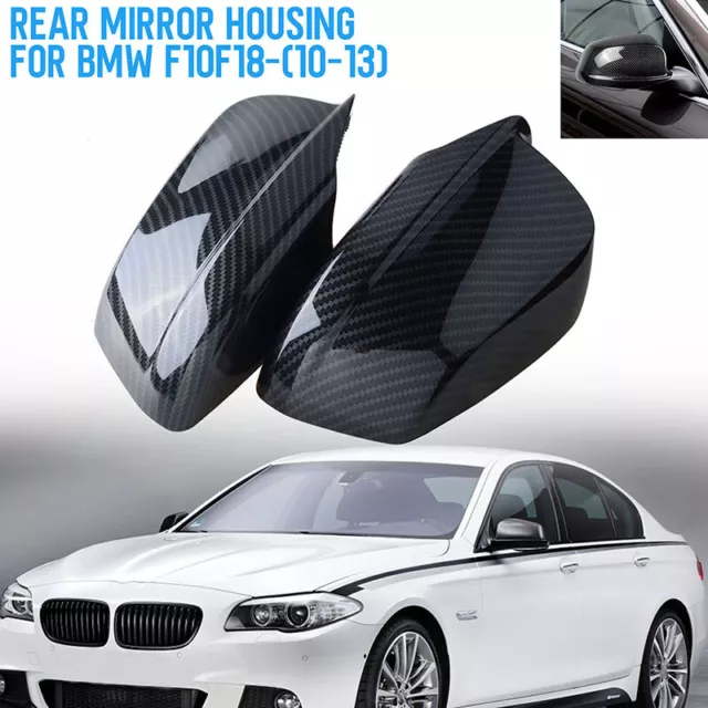 Pair Carbon Fiber Style Mirror Cover Cap For BMW F10 F11 5 Series Pre-LCI 11-13