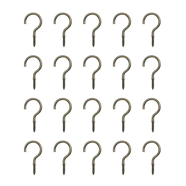 50-X-Brass-Cup-Hooks-Screws-Plant-Coat-Hanger-Key-Jewelry-Display-Holder- 3-Size