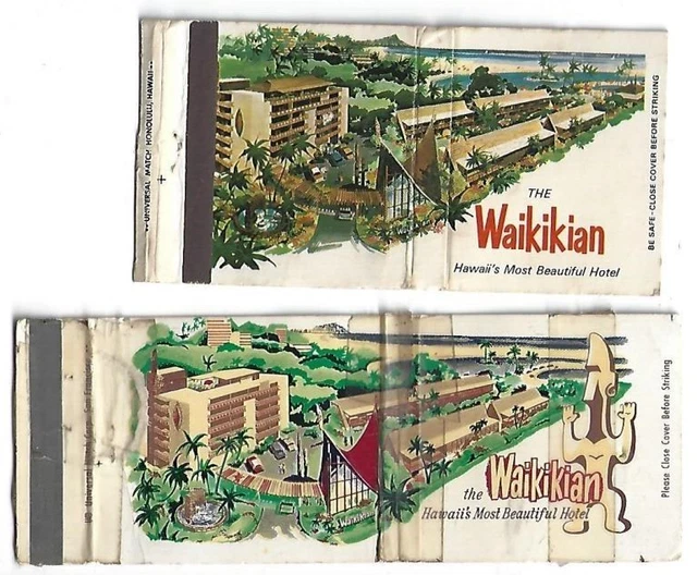 2 Tiki God Tropical Matchbooks The Waikikian Honolulu, HI