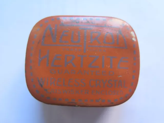 NEUTRON HERTZITE WIRELESS CRYSTAL RADIO TIN BUT EMPTY c1930s TOP is GOOD