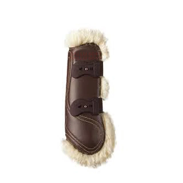 New Large Genuine Lightweight Brown Leather Horse Leg Splint Boot With Fur HLB67